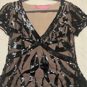 Blumarine sequin top with silk underlay